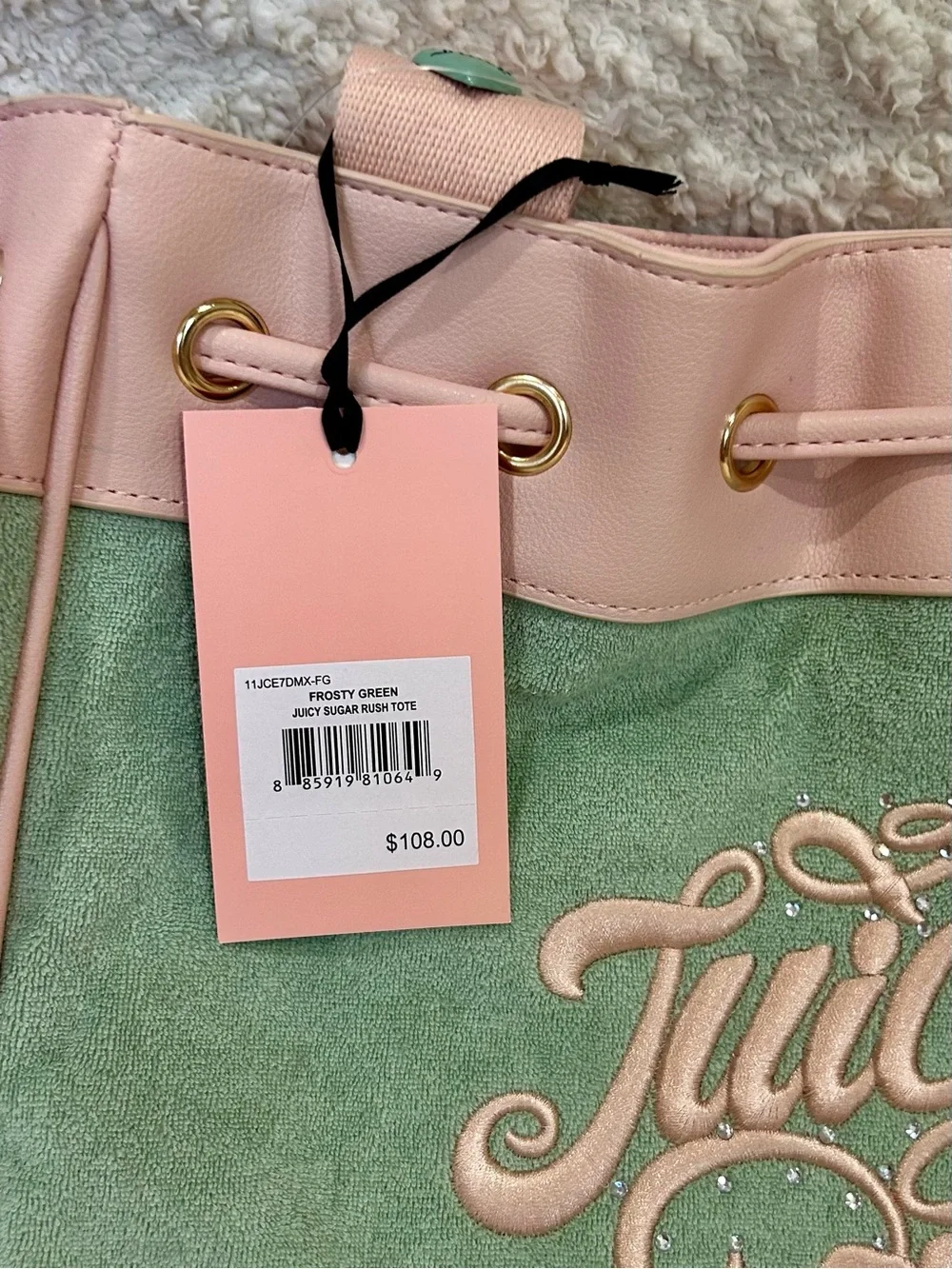 Juicy Couture Juicy Sugar Rush Tote in Frosty Green Ice Cream Purse Charm Y2K